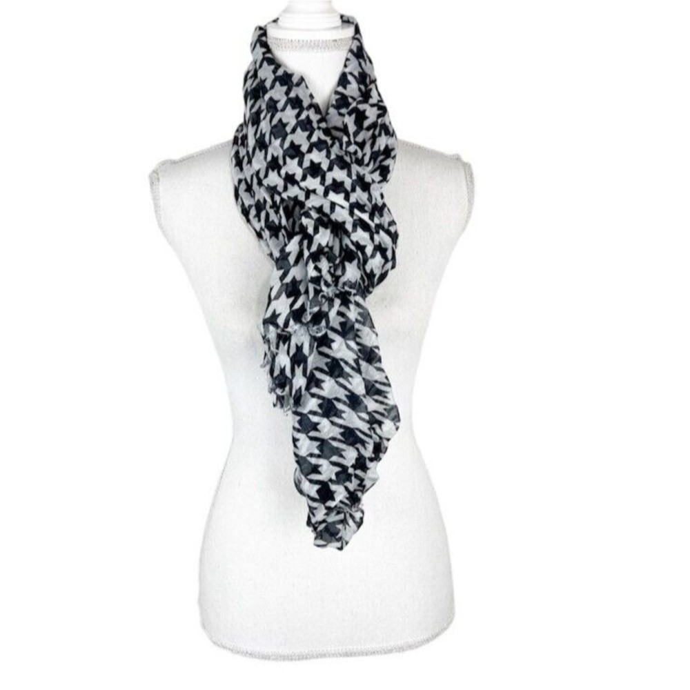 J Francis Scarf Black White Houndstooth Accessories Shawl Neck Warmer